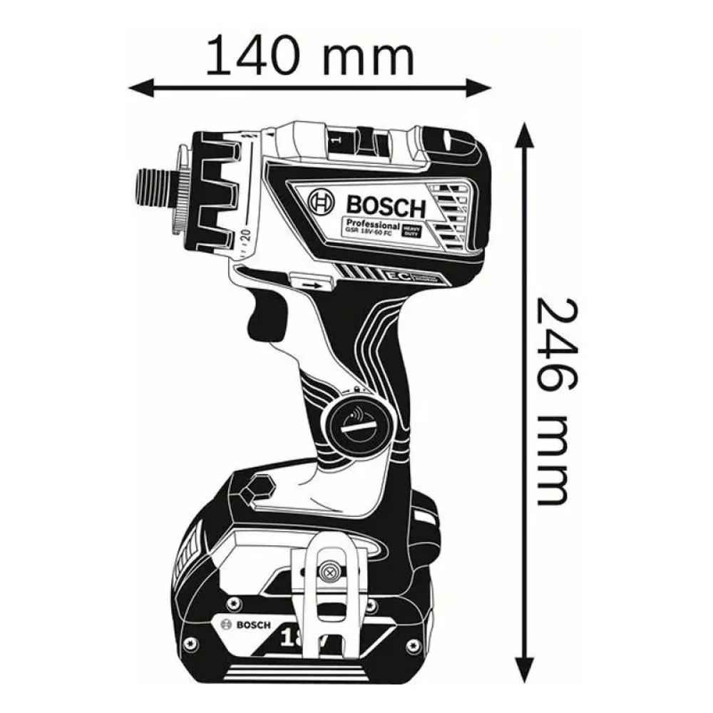 Bosch GSR 18V-60 FC Professional аккумуляторная дрель-шуруповерт (2 x 5 Ач, ЗУ), 06019G7101