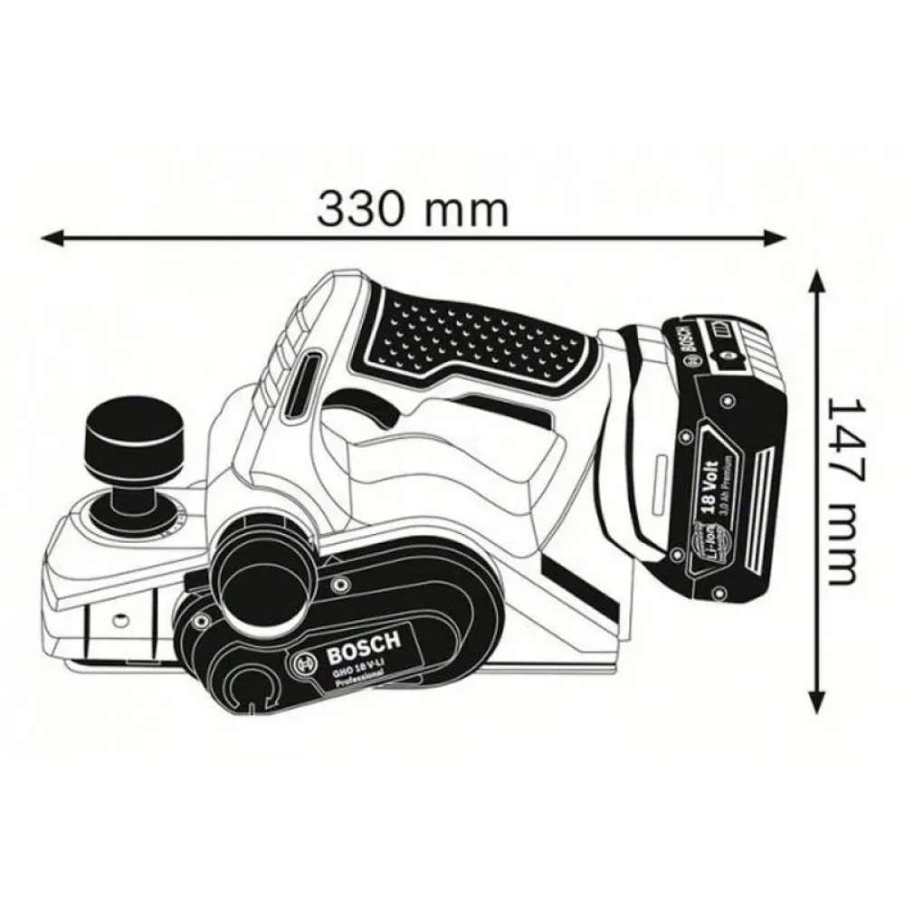 Bosch GHO 18 V-LI Professional Solo аккумуляторный рубанок (без АКБ и ЗУ), 06015A0300