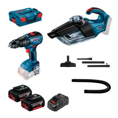 Аккумуляторный набор Bosch Professional: шуруповерт GSB 18V-50 с пылесосом GAS 18V-1 (2 x 5 Ач, ЗУ), 0615990M44
