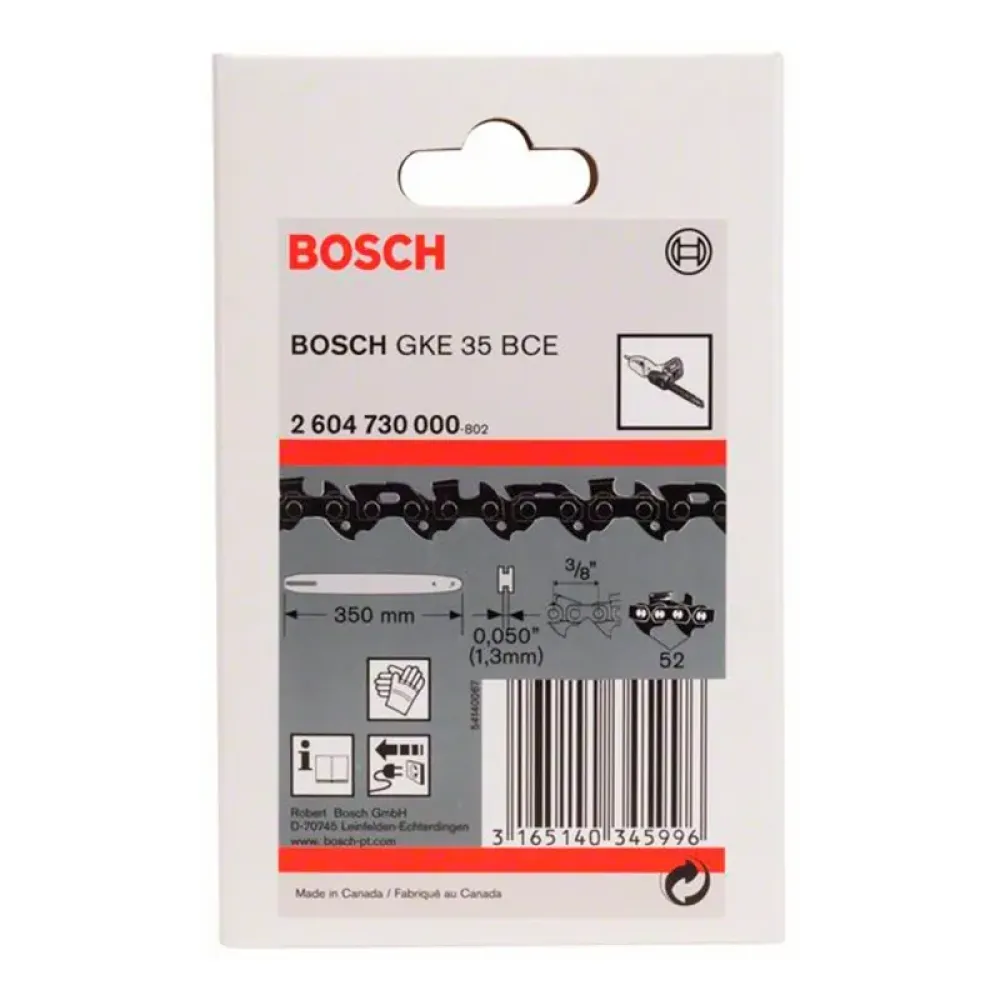 Bosch пильная цепь 3/8 дюйма, 1.3 мм, 52 звена, 350 мм (для GKE 35 BCE), 2604730000