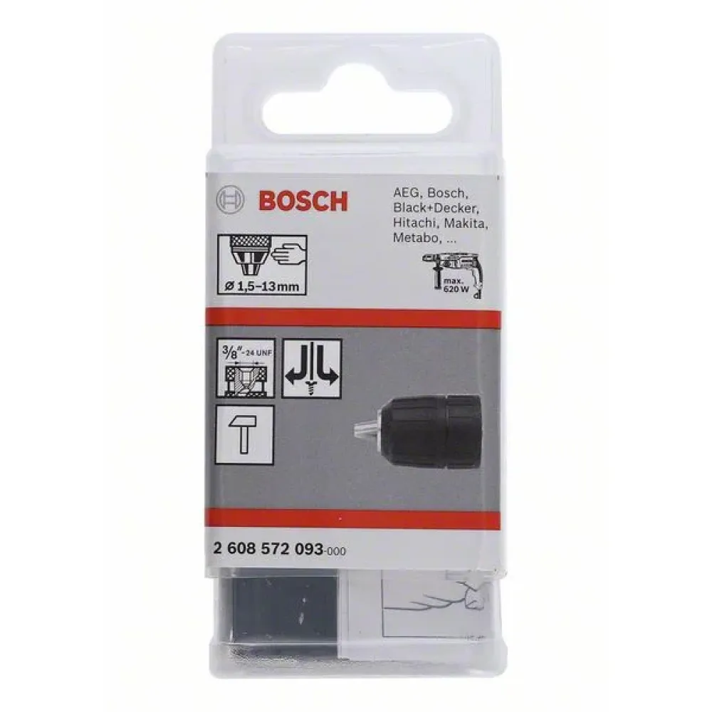 Bosch Keyless Chuck быстрозажимной сверлильный патрон 1.5-13 мм, 3/8 дюйма - 24 с П/Л вращением, 2608572093