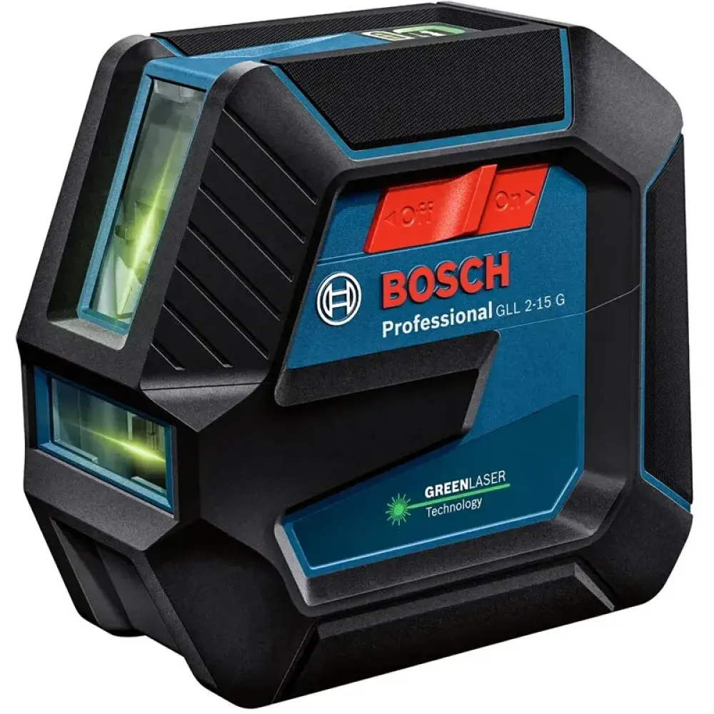 Bosch GLL 2-15 G лазерный нивелир + 4 АКБ , чехол, отражатель, универсальный держатель, потолочное крепление и чемоданчик 0601063W02