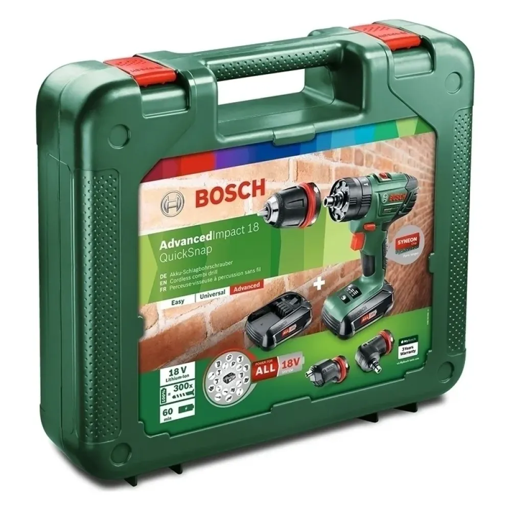 Bosch AdvancedImpact 18В Quick Snap аккумуляторная ударная дрель-шуруповерт, 06039A3401