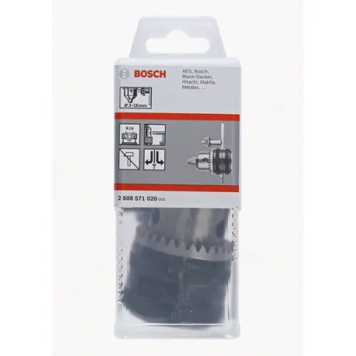 Bosch Keyless Chuck кулачковый патрон до 16 мм, B-16 с П/Л вращением, 2608571020