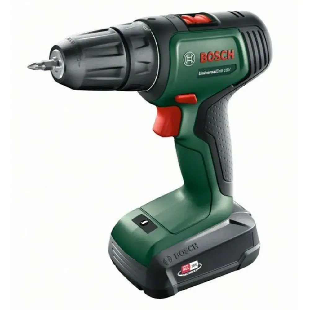 Bosch UniversalDrill 18V аккумуляторная дрель-шуруповерт (1 x 1.5 Ач, ЗУ) с кейсом, 06039D4001